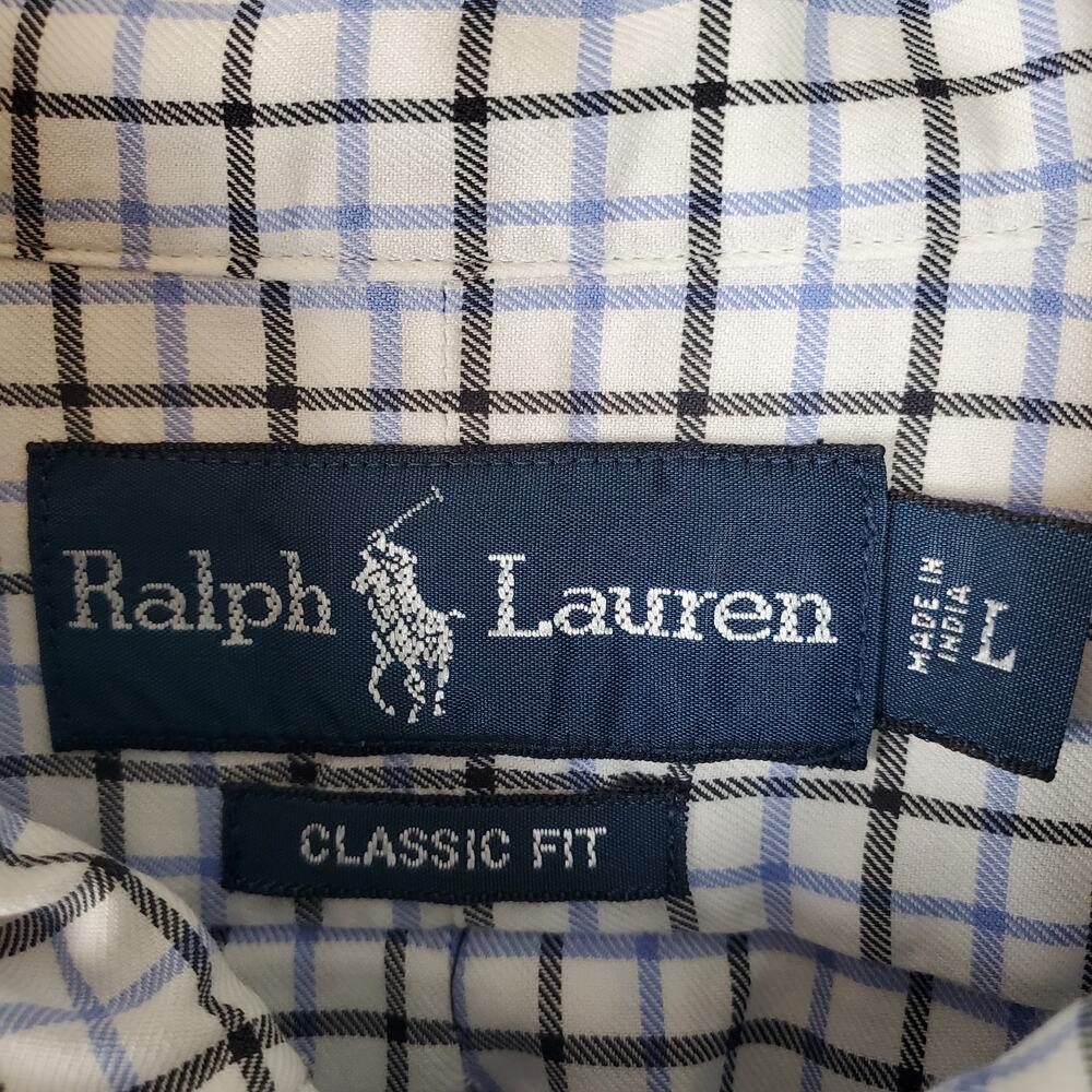 Men's 100% Cotton Ralph Lauren Button Down Plaid Classic Fit Shirt | Size Large - Picture 7 of 9